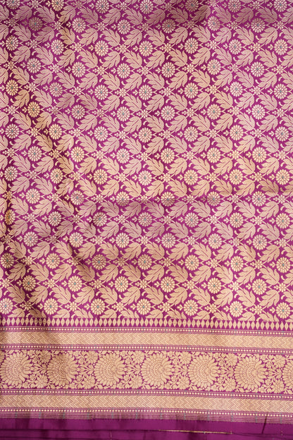 Pure Handloom Silk Katan Banaras Saree - Magenta|Silk Mark Certified