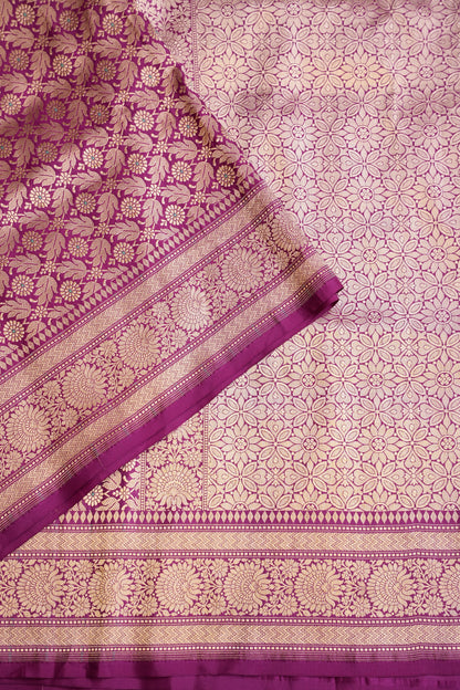 Pure Handloom Silk Katan Banaras Saree - Magenta|Silk Mark Certified