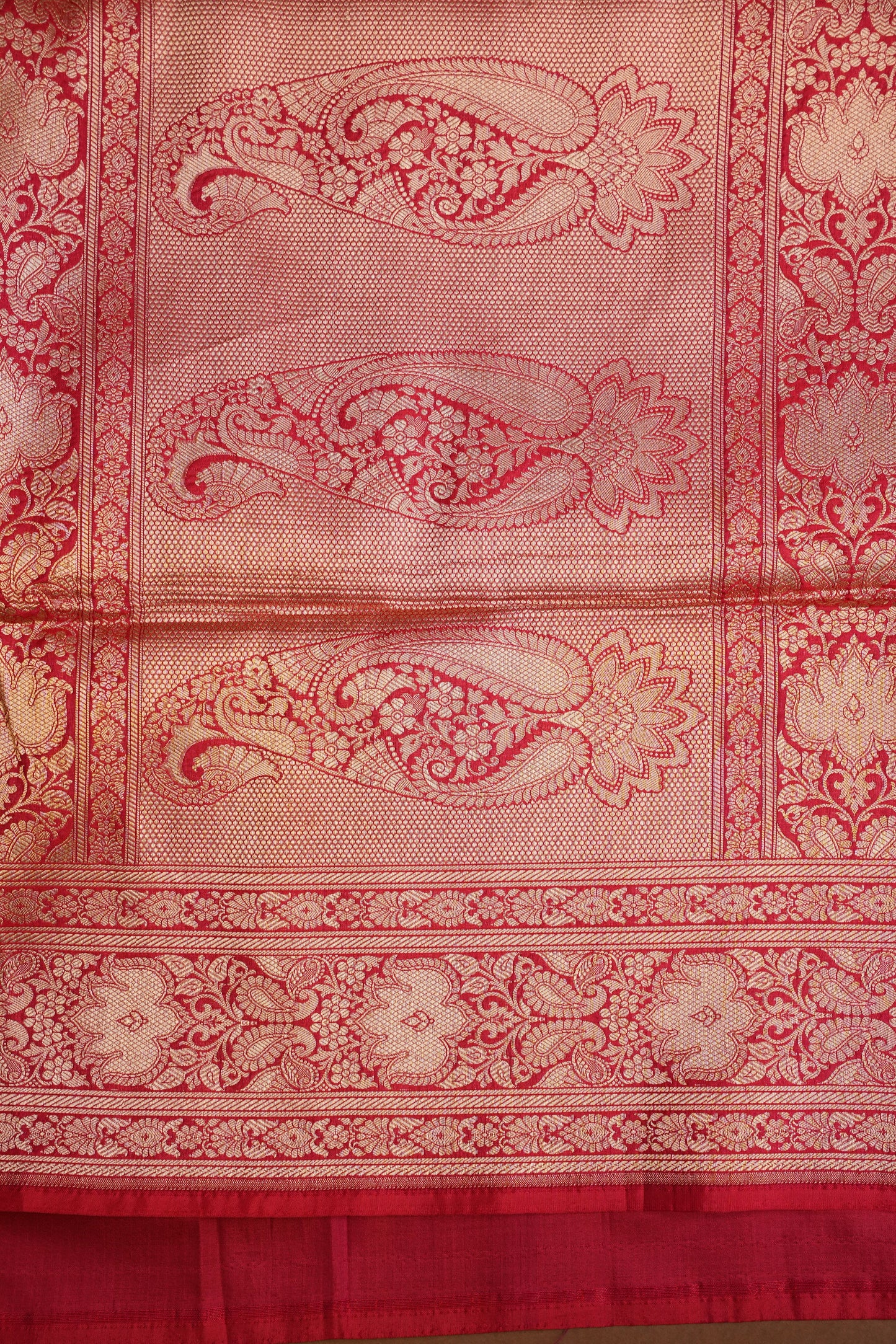 Pure Handloom Silk Katan Banaras Saree - Red|Silk Mark Certified