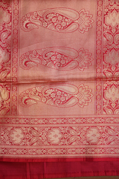 Pure Handloom Silk Katan Banaras Saree - Red|Silk Mark Certified