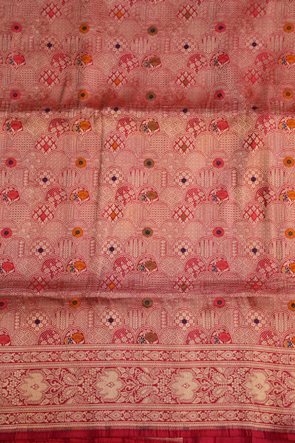 Pure Handloom Silk Katan Banaras Saree - Red|Silk Mark Certified
