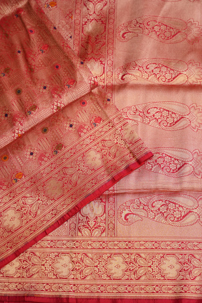 Pure Handloom Silk Katan Banaras Saree - Red|Silk Mark Certified