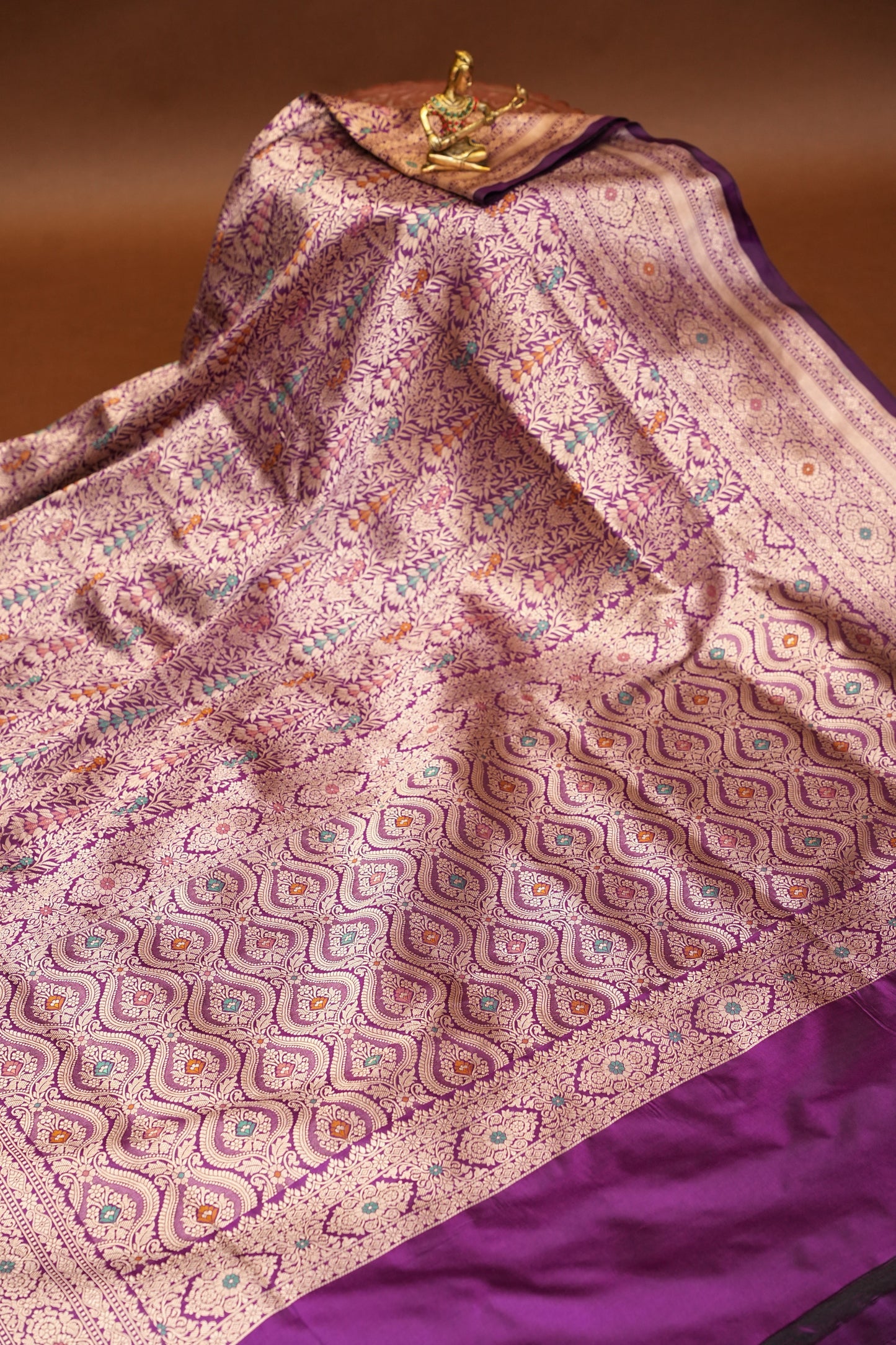 Pure Handloom Silk Katan Banaras Saree- Deep Purple|Silk Mark Certified
