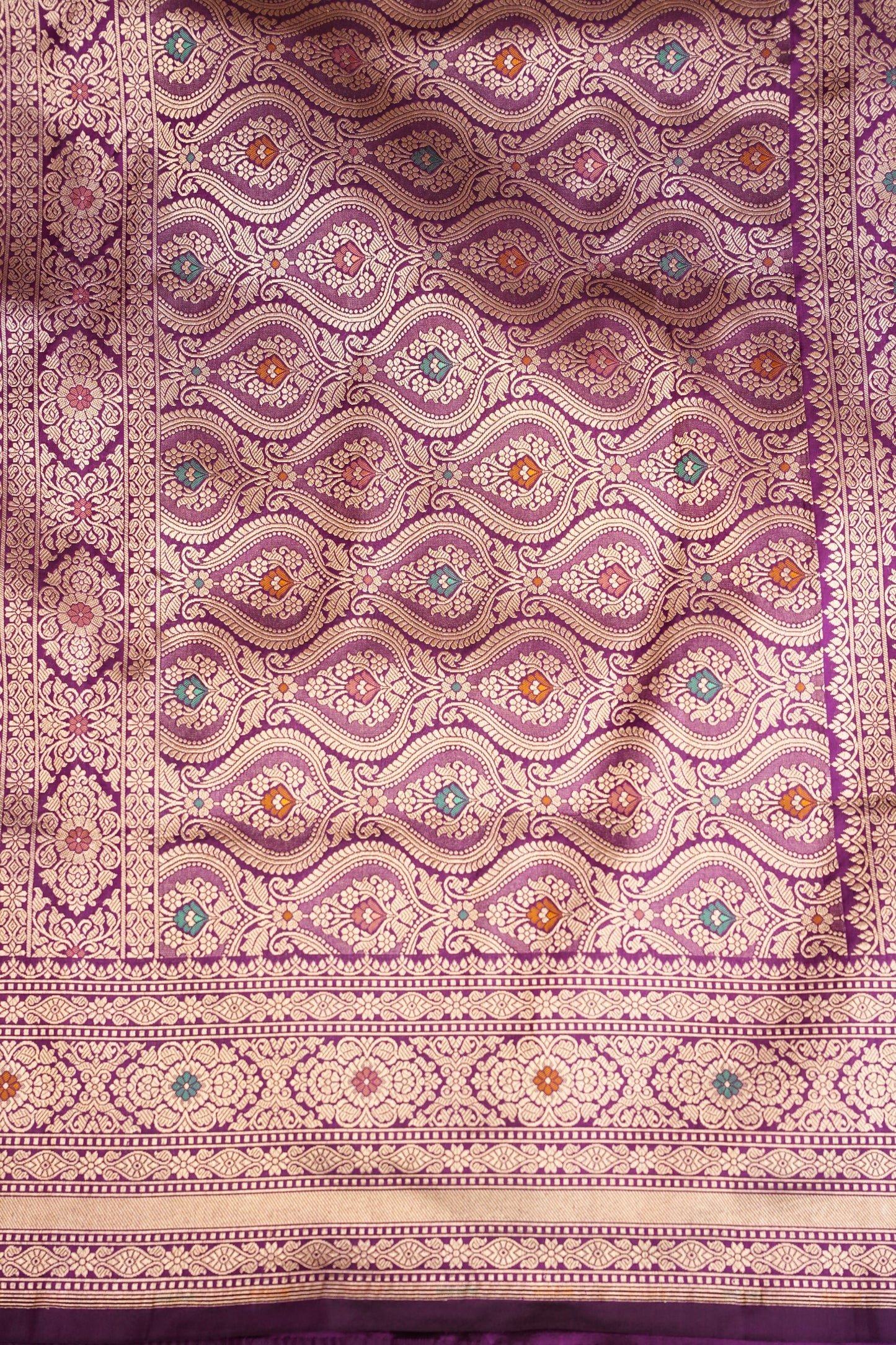 Pure Handloom Silk Katan Banaras Saree- Deep Purple|Silk Mark Certified