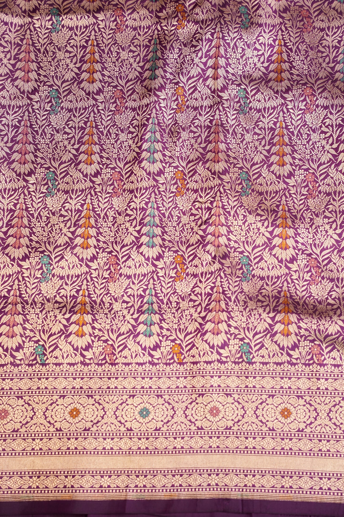 Pure Handloom Silk Katan Banaras Saree- Deep Purple|Silk Mark Certified