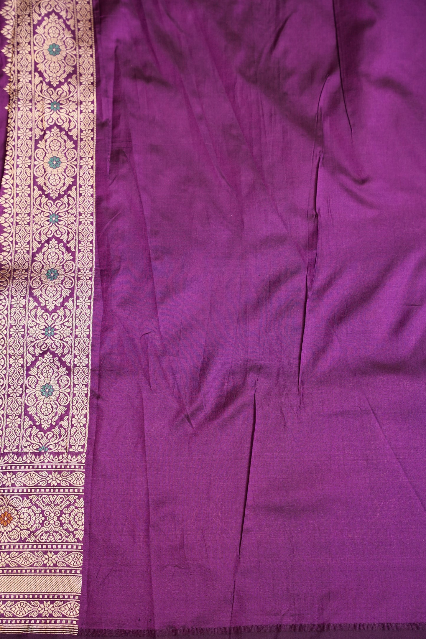 Pure Handloom Silk Katan Banaras Saree- Deep Purple|Silk Mark Certified