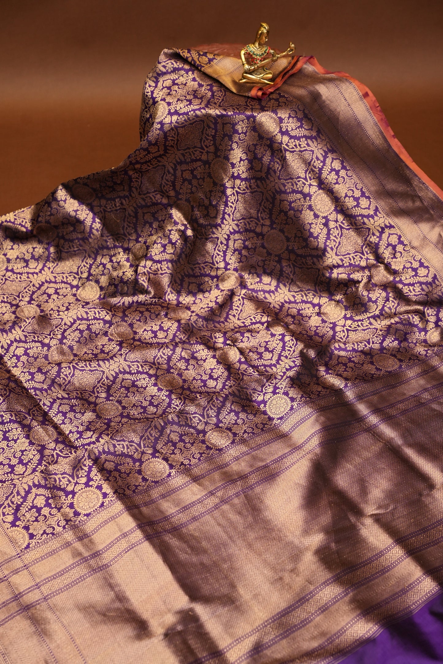 Pure Handloom Silk Katan Banaras Saree - Royal Purple|Silk Mark Certified