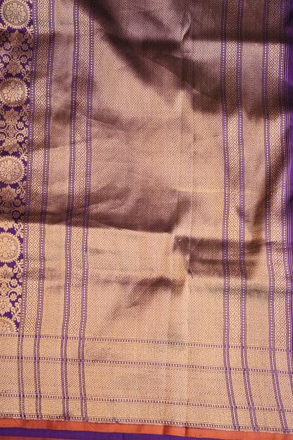 Pure Handloom Silk Katan Banaras Saree - Royal Purple|Silk Mark Certified