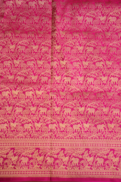 Pure Handloom Silk Katan Banaras Saree - Hot Pink|Silk Mark Certified