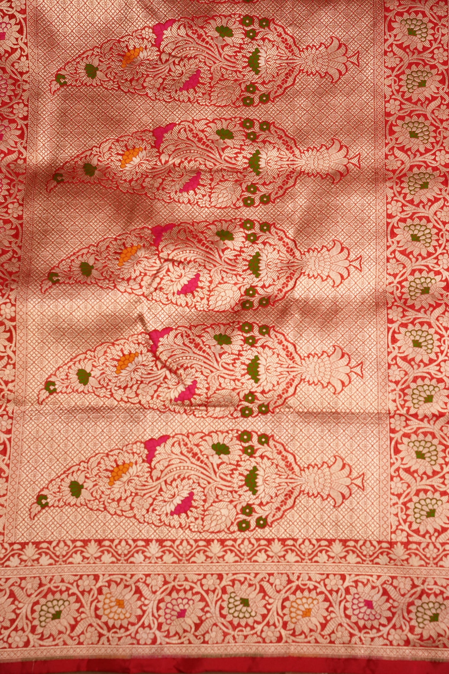 Rangkat Pure Silk Katan Banaras Saree - Red|Silk Mark Certified