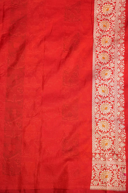 Rangkat Pure Silk Katan Banaras Saree - Red|Silk Mark Certified