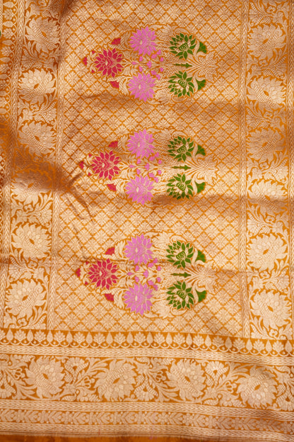 Rangkat Pure Silk Katan Banaras Saree-Yellow|Silk Mark Certified