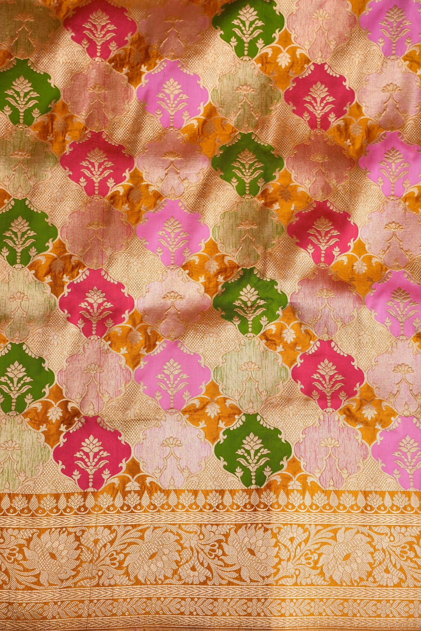 Rangkat Pure Silk Katan Banaras Saree-Yellow|Silk Mark Certified