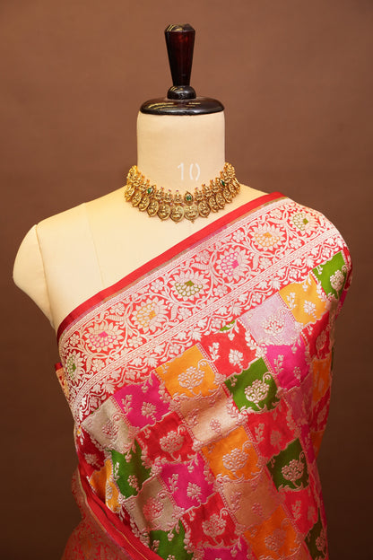 Rangkat Pure Silk Katan Banaras Saree - Red|Silk Mark Certified