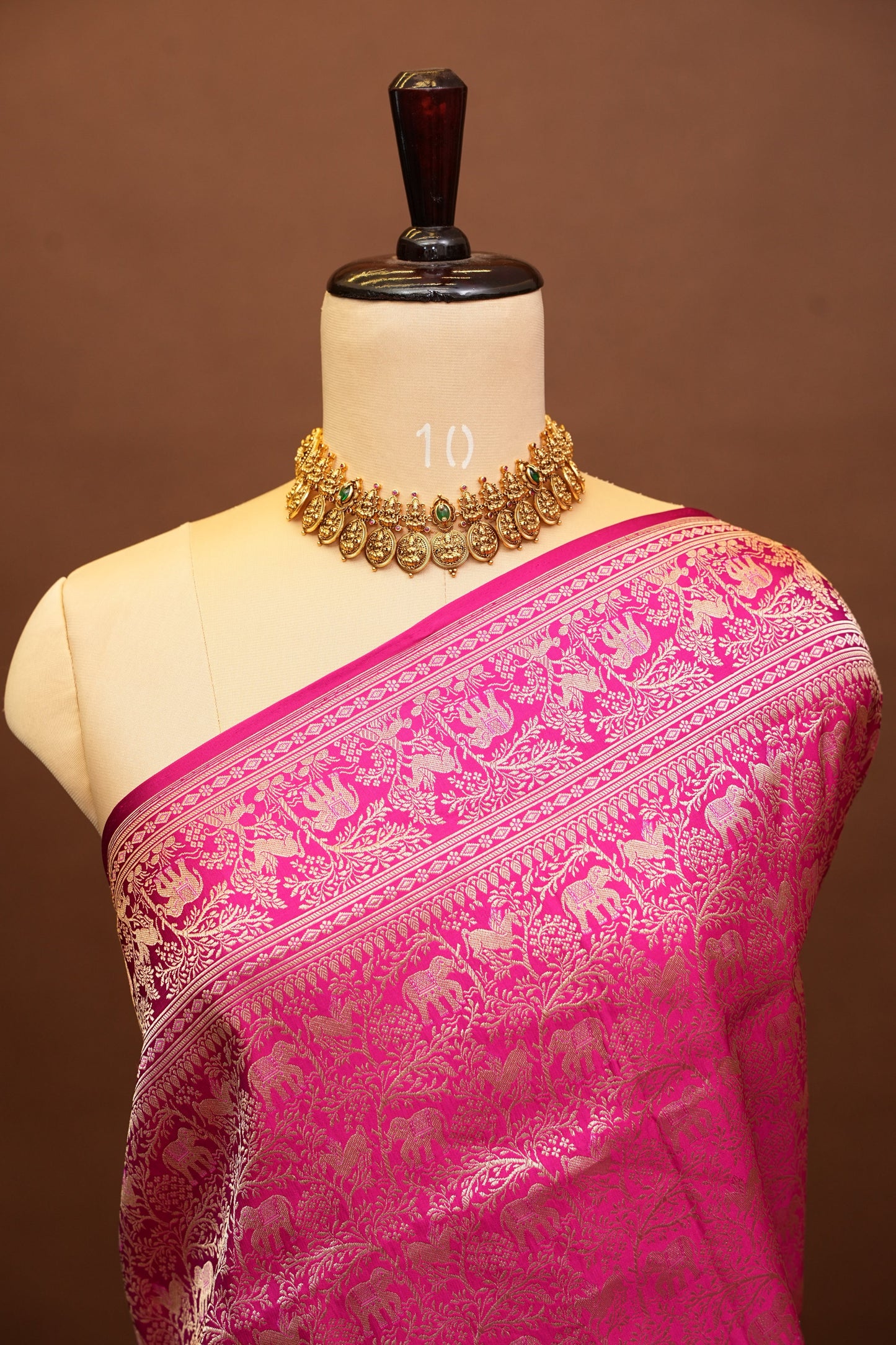 Pure Handloom Silk Katan Banaras Saree - Hot Pink|Silk Mark Certified