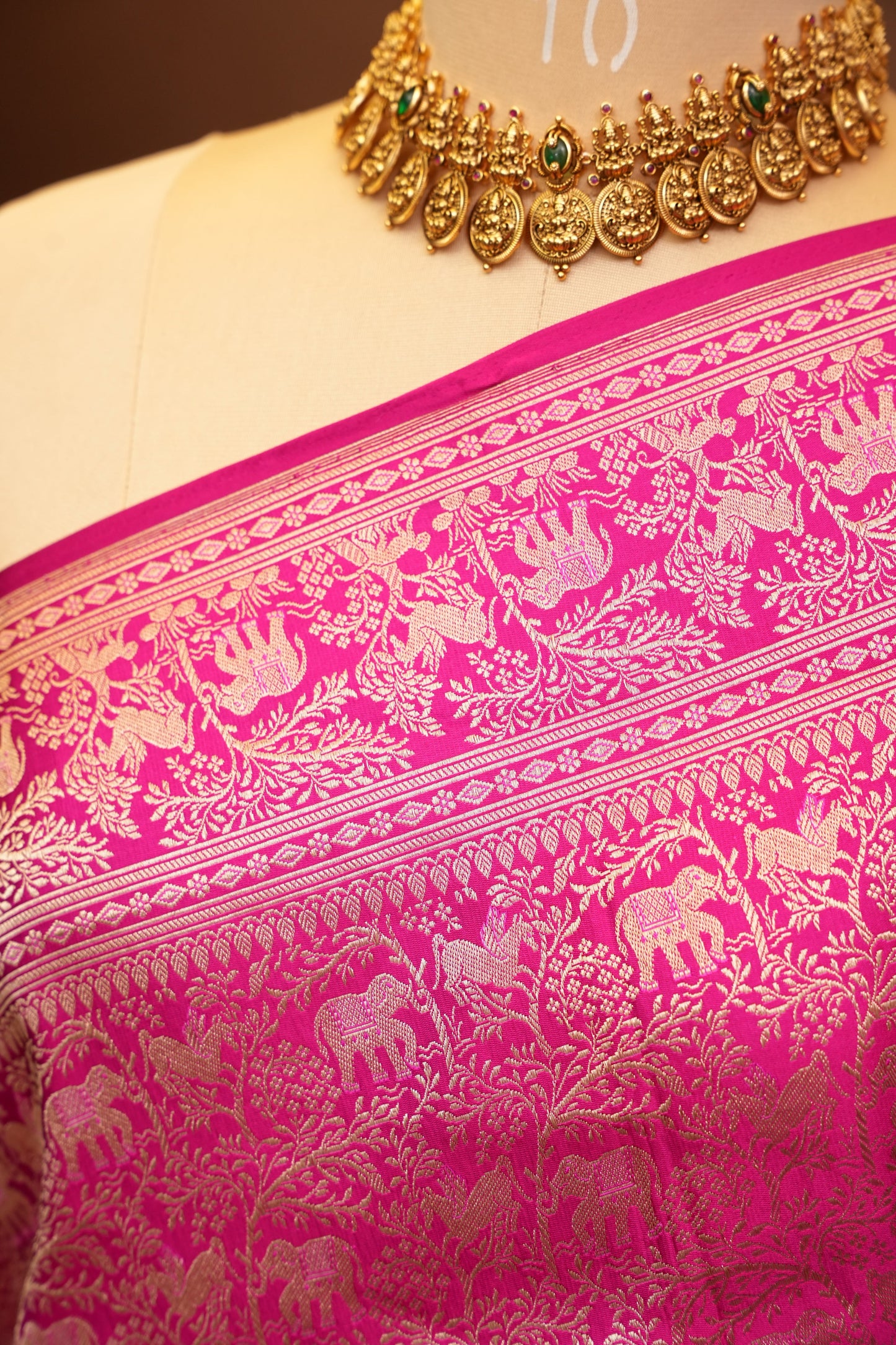 Pure Handloom Silk Katan Banaras Saree - Hot Pink|Silk Mark Certified