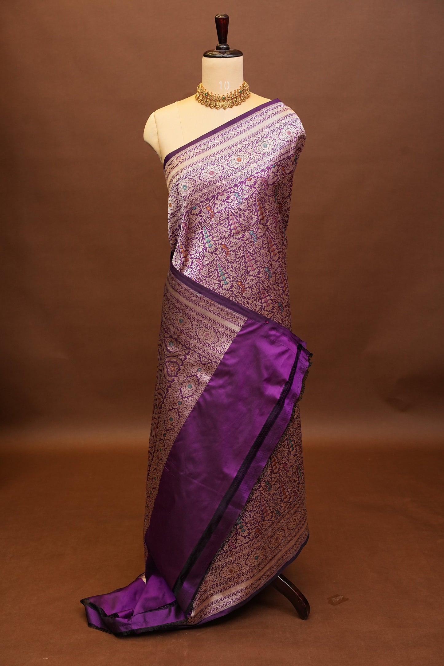 Pure Handloom Silk Katan Banaras Saree- Deep Purple|Silk Mark Certified