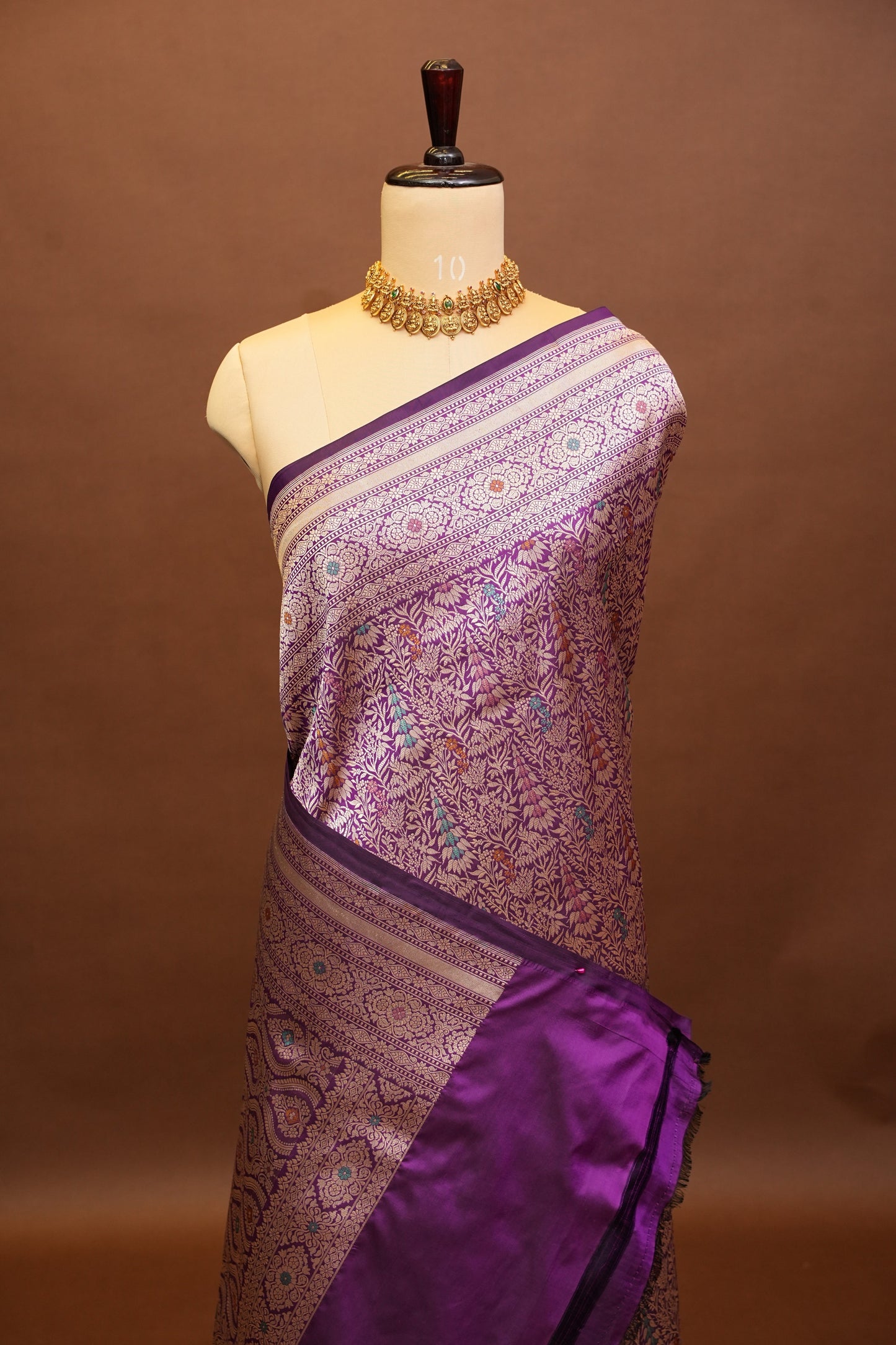 Pure Handloom Silk Katan Banaras Saree- Deep Purple|Silk Mark Certified
