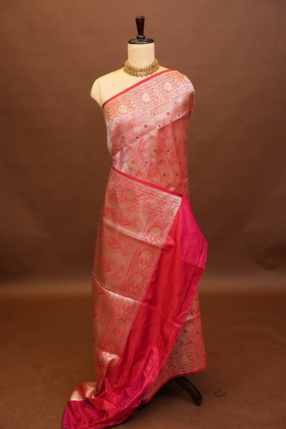 Pure Handloom Silk Katan Banaras Saree - Red|Silk Mark Certified