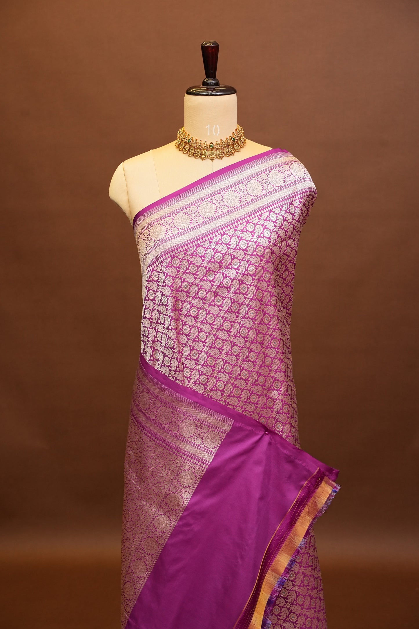 Pure Handloom Silk Katan Banaras Saree - Magenta|Silk Mark Certified