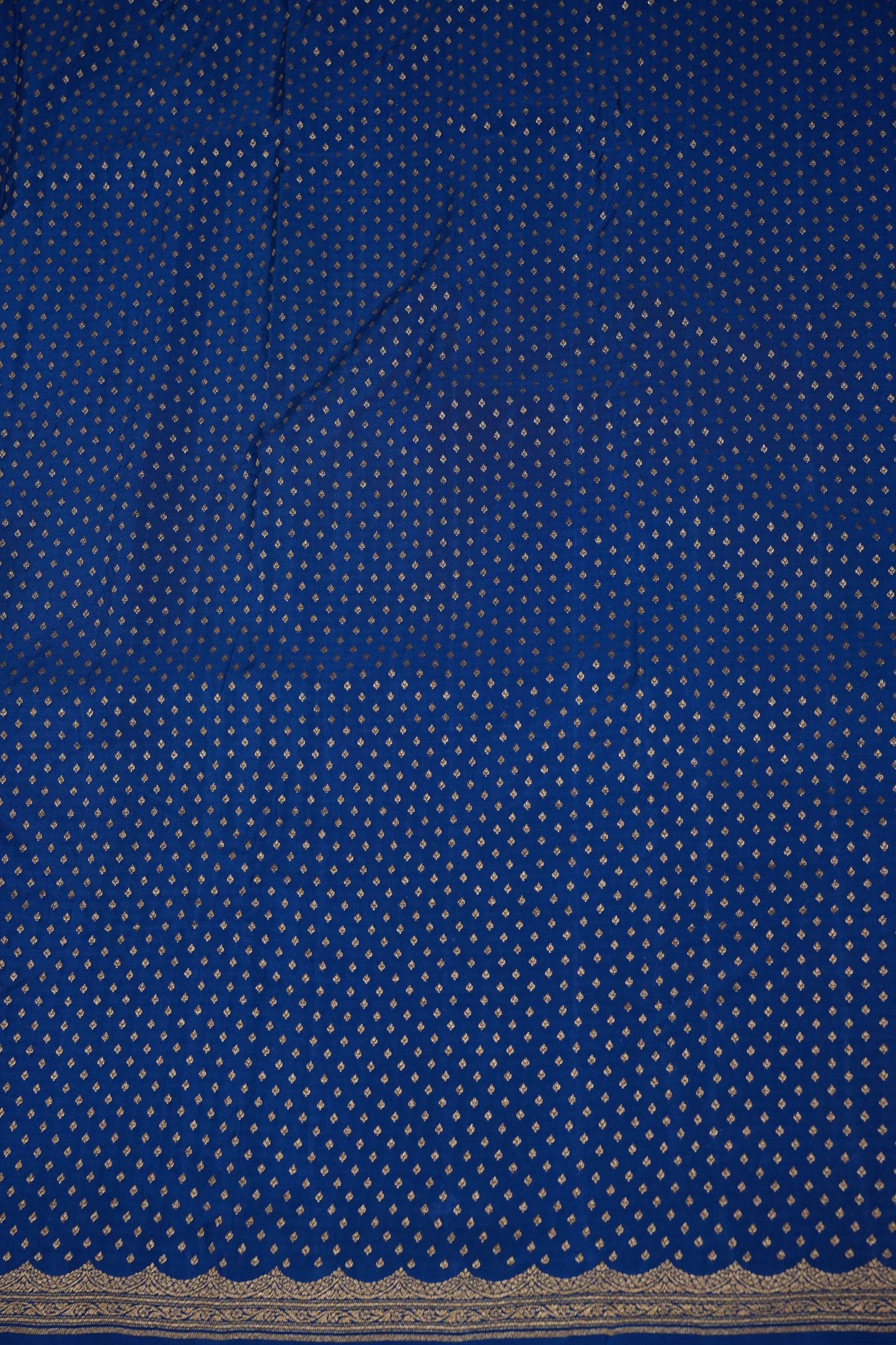 Royal Blue Pure Khaddi Georgette Crepe Banarasi Silk Saree