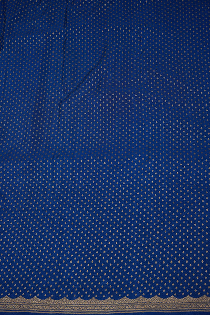 Royal Blue Pure Khaddi Georgette Crepe Banarasi Silk Saree
