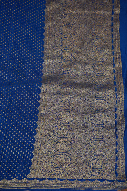 Royal Blue Pure Khaddi Georgette Crepe Banarasi Silk Saree