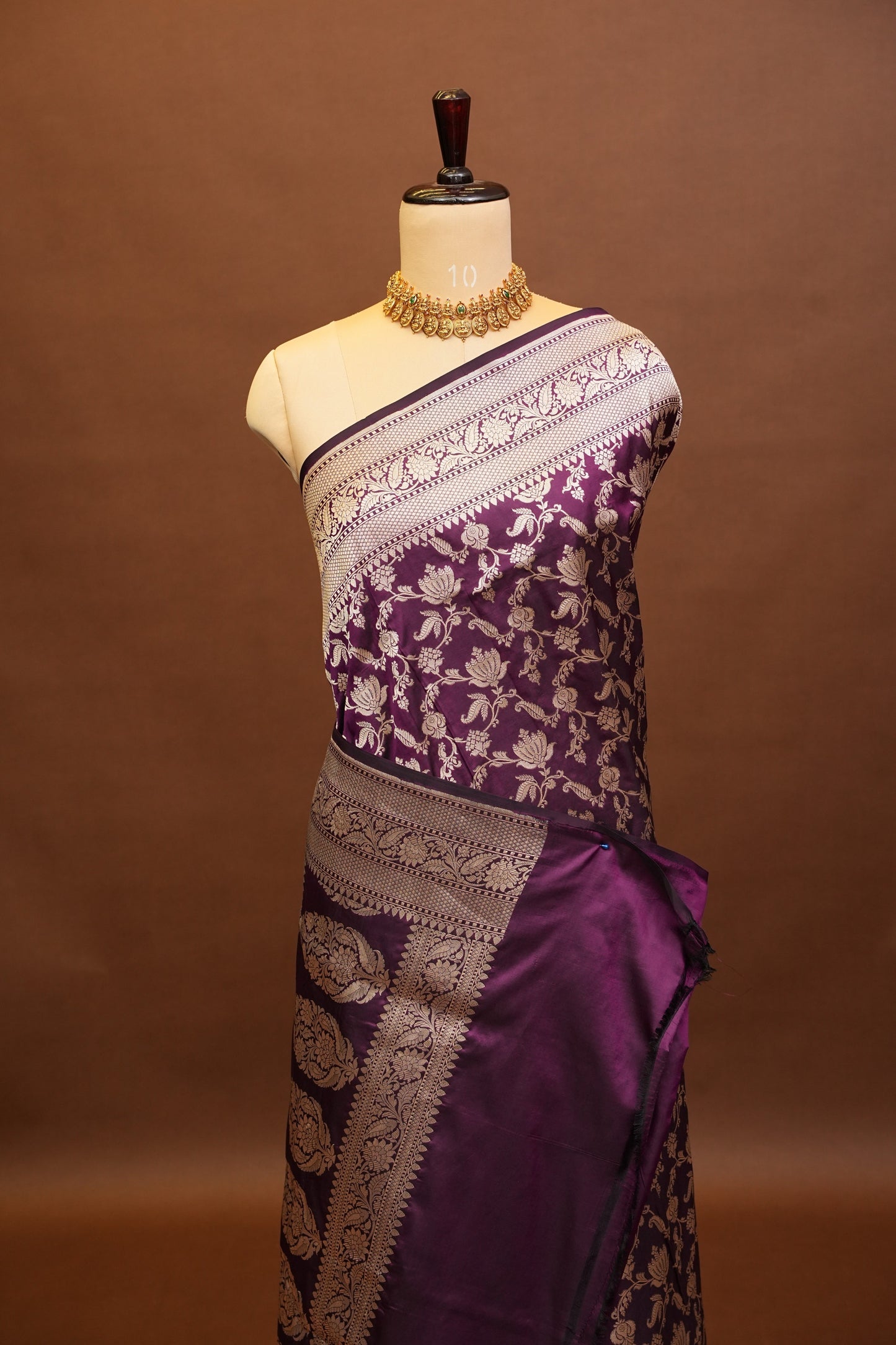 Pure Handloom Silk Katan Banaras Saree - Wine|Silk Mark Certified