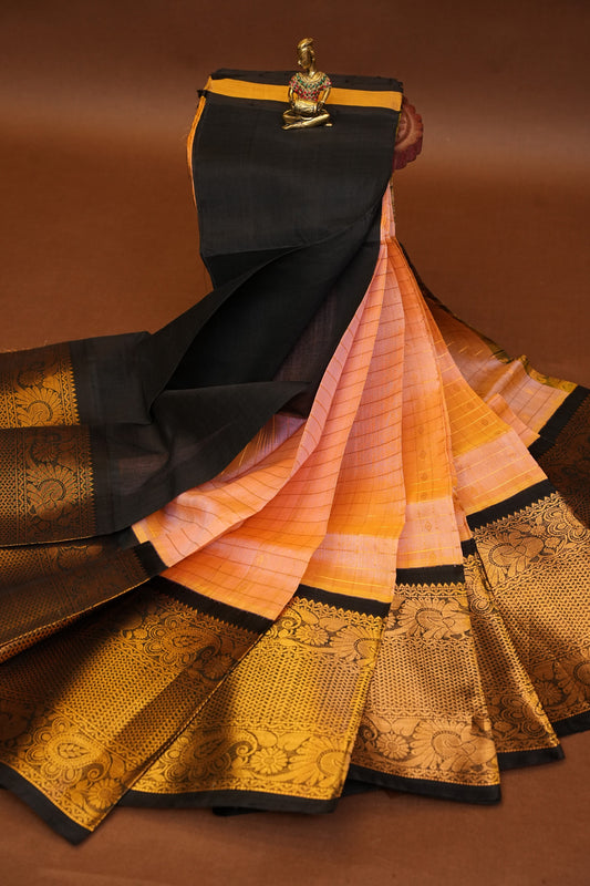 Pure Kuppadam Silk Cotton Saree - Baby Pink