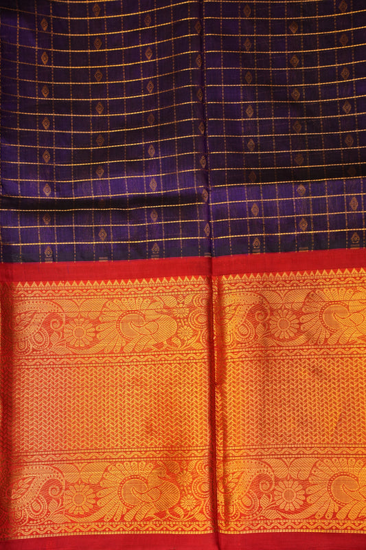 Pure Kuppadam Silk Cotton Saree - Deep Purple