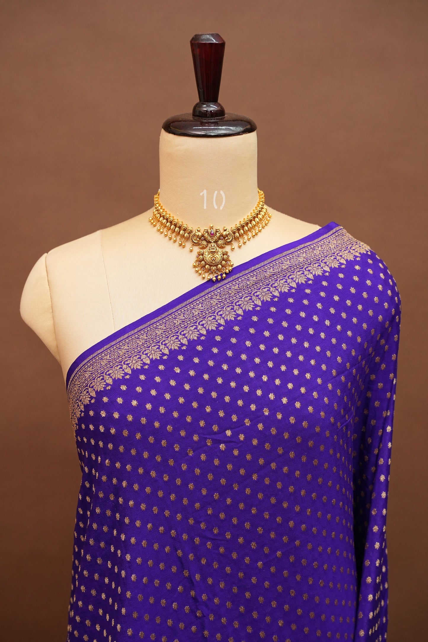 Pure Banarasi Georgette Saree – Royal Purple with Floral Jaal Pallu