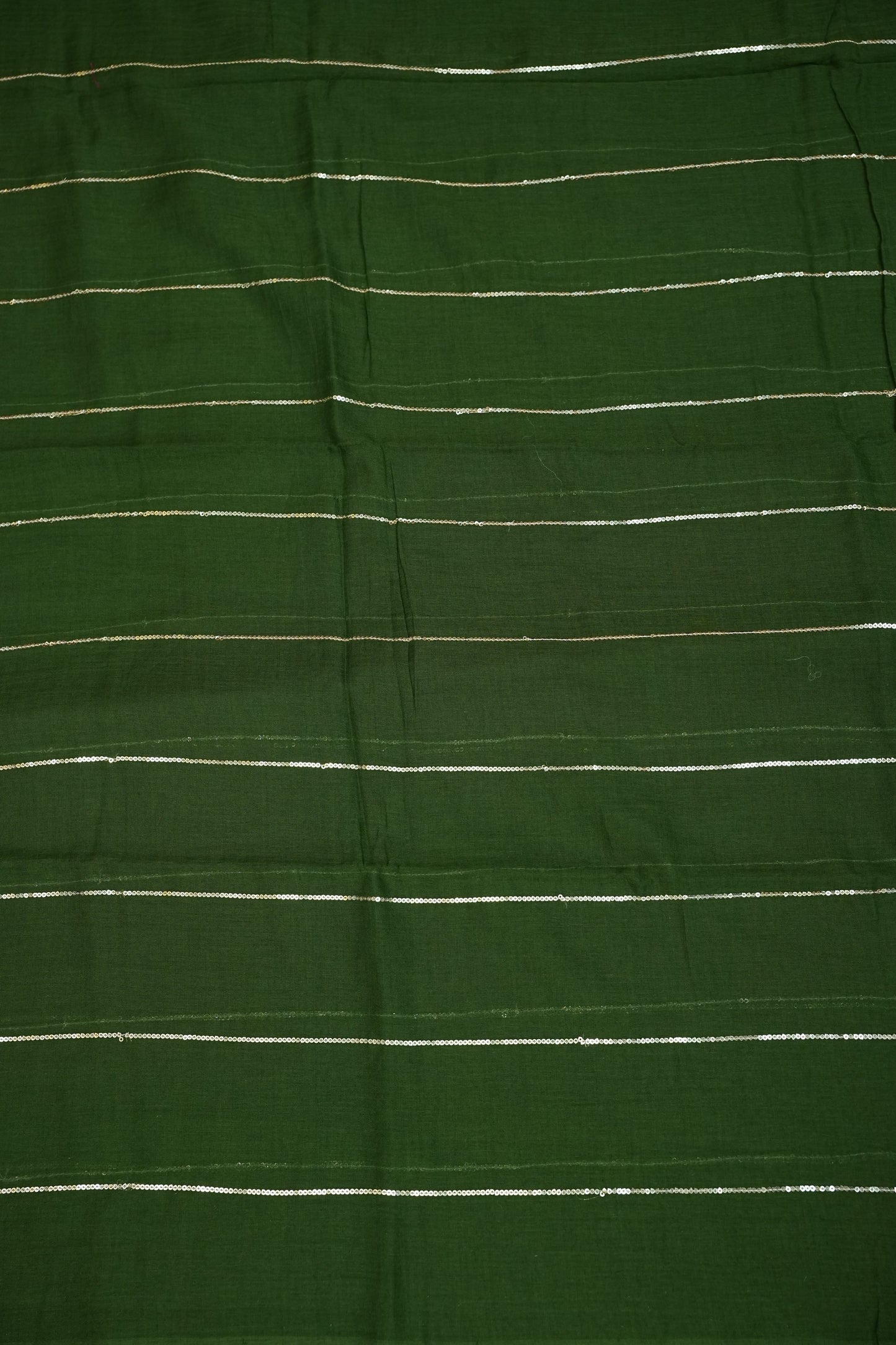 Mulmul Cotton Saree with Tassels - Bottle Green