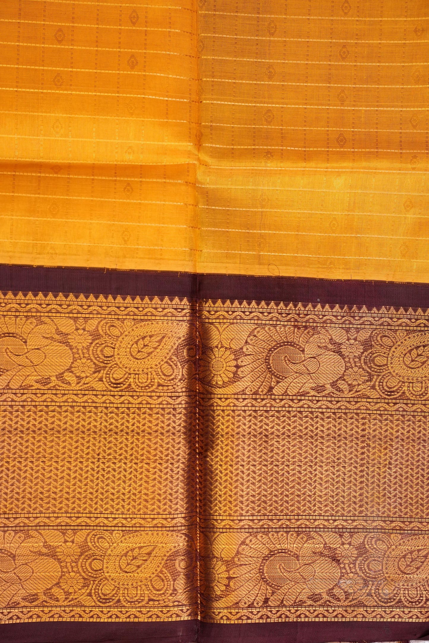 Pure Kuppadam Silk Cotton Saree - Gold Beige with Coffee