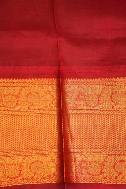 Pure Kuppadam Silk Cotton Saree - Royal Blue & Red