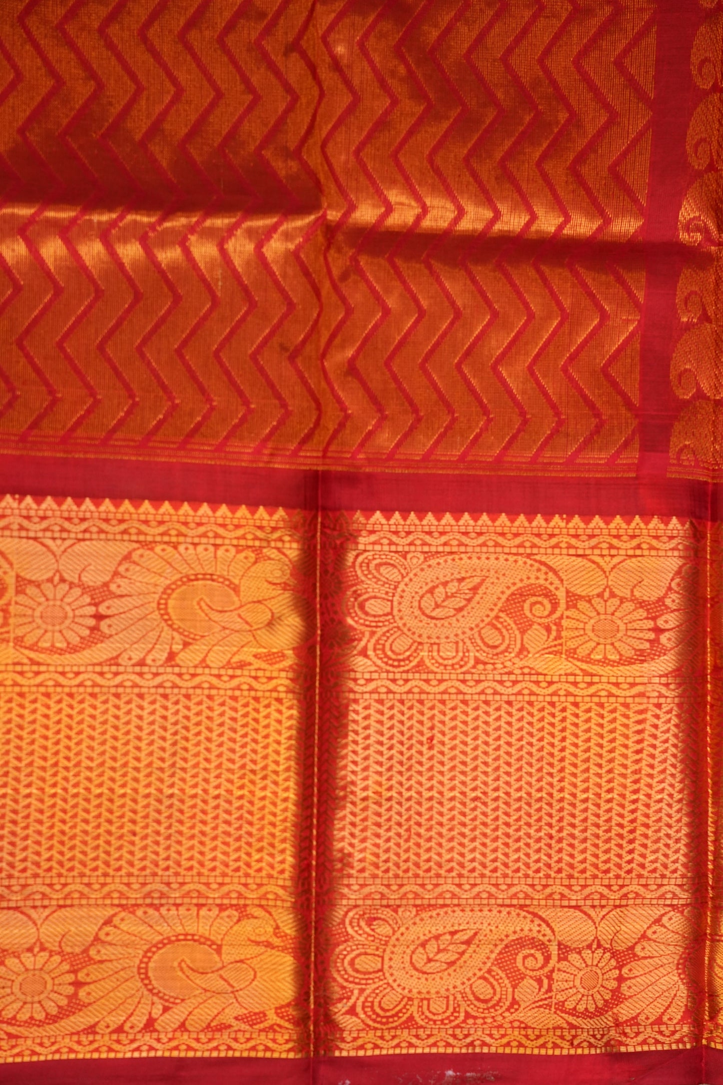 Pure Kuppadam Silk Cotton Saree - Royal Blue & Red