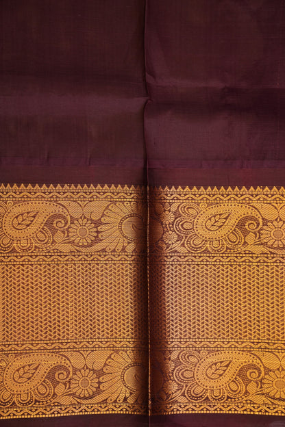 Pure Kuppadam Silk Cotton Saree - Pistachio Green & Coffee