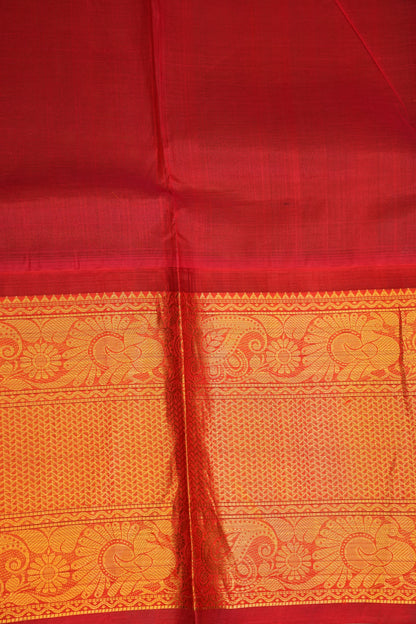 Pure Kuppadam Silk Cotton Saree - Teal Blue & Red