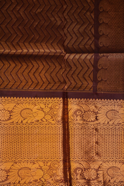 Pure Kuppadam Silk Cotton Saree - Soft Turquoise with Coffee