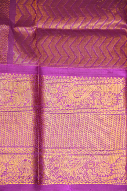 Pure Kuppadam Silk Cotton Saree - Light Orange & Pink
