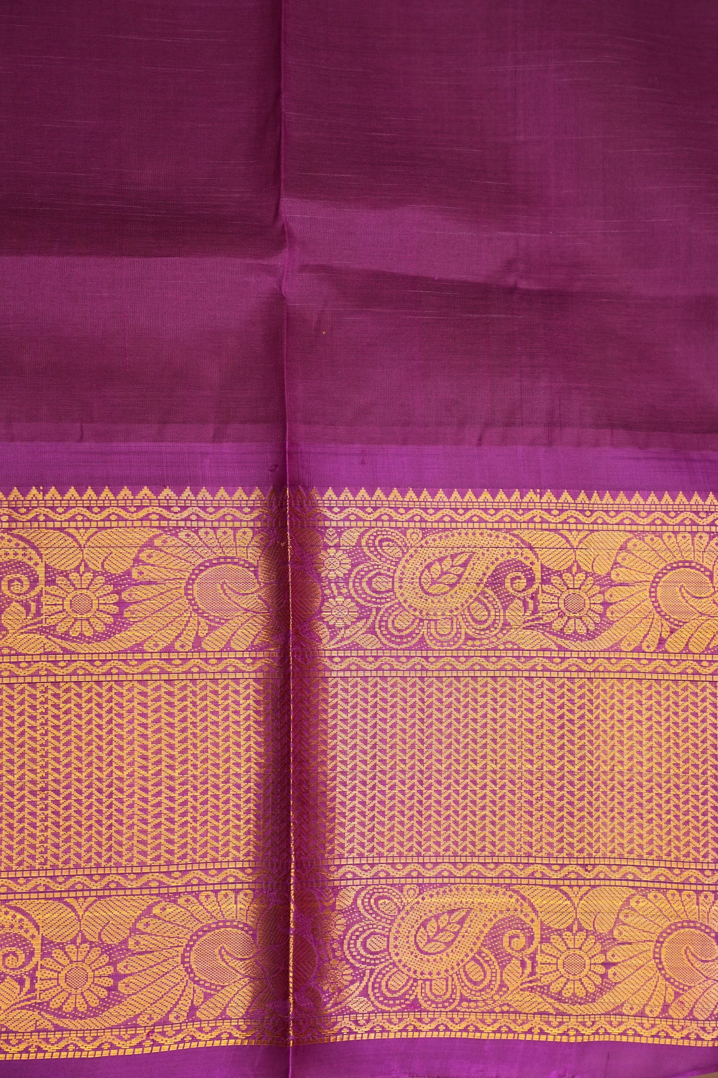 Pure Kuppadam Silk Cotton Saree - Light Orange with Purple