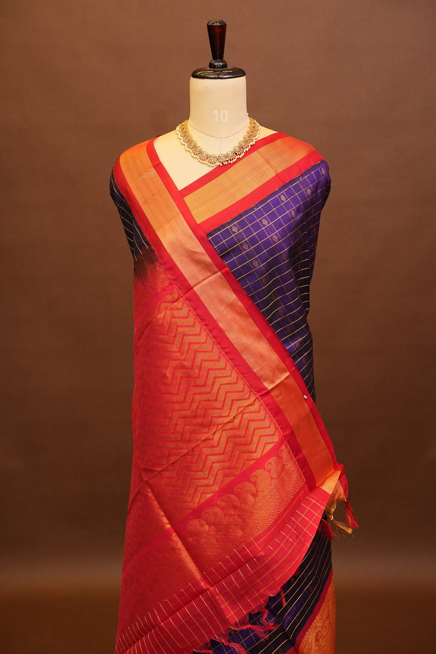 Pure Kuppadam Silk Cotton Saree - Deep Purple