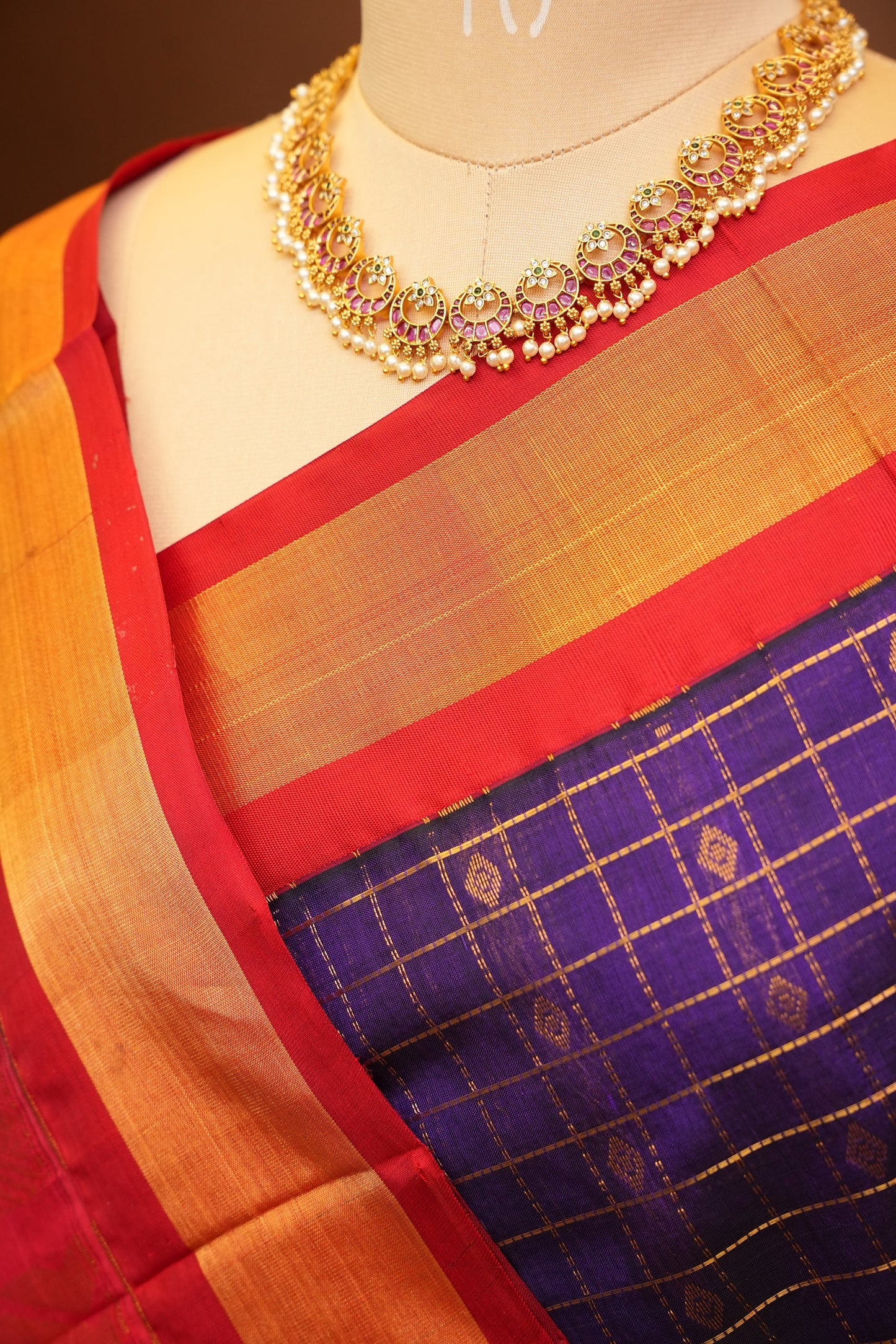 Pure Kuppadam Silk Cotton Saree - Deep Purple