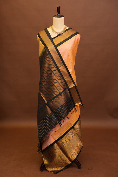 Pure Kuppadam Silk Cotton Saree - Baby Pink