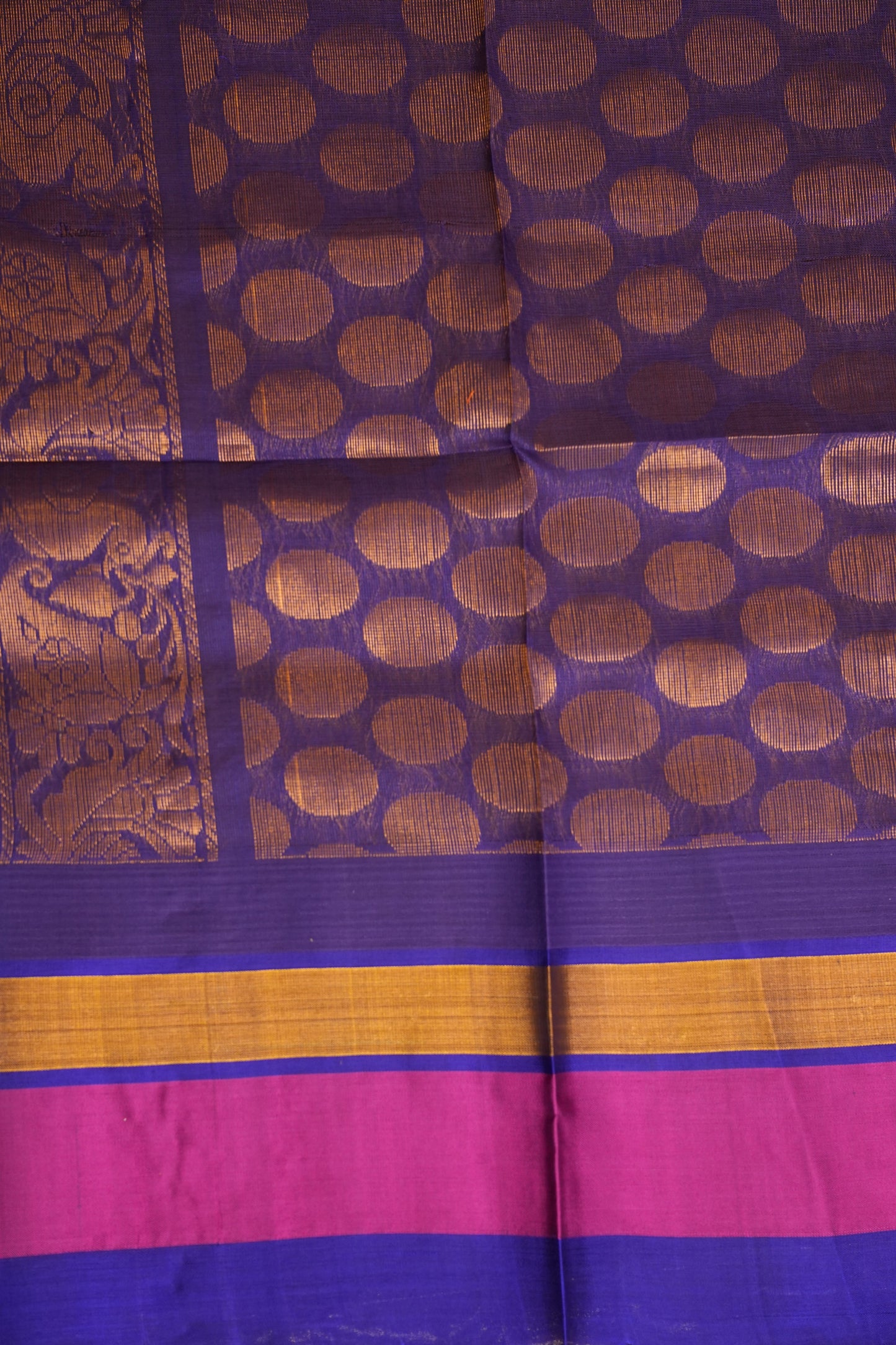 Pure Kuppadam Korvai Silk Cotton Pattu Saree-Ivory & Blue