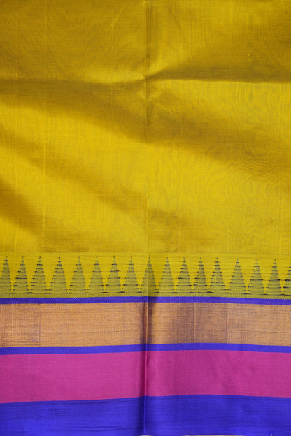 Pure Kuppadam Korvai Silk Cotton Pattu Saree-Parrot Green and Royal Blue