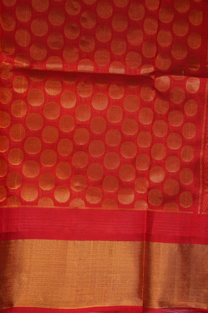 Pure Kuppadam Korvai Silk Cotton Pattu Saree-Ivory & Red