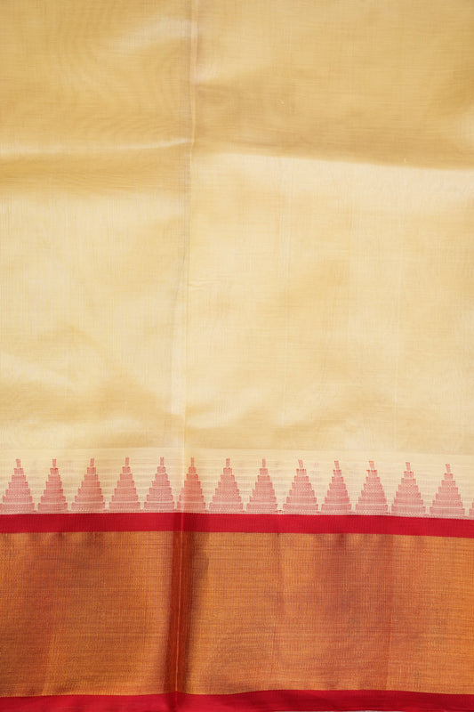 Pure Kuppadam Korvai Silk Cotton Pattu Saree-Ivory & Red