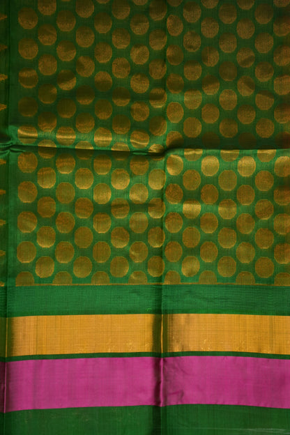 Pure Kuppadam Korvai Silk Cotton Pattu Saree-Orange & Green