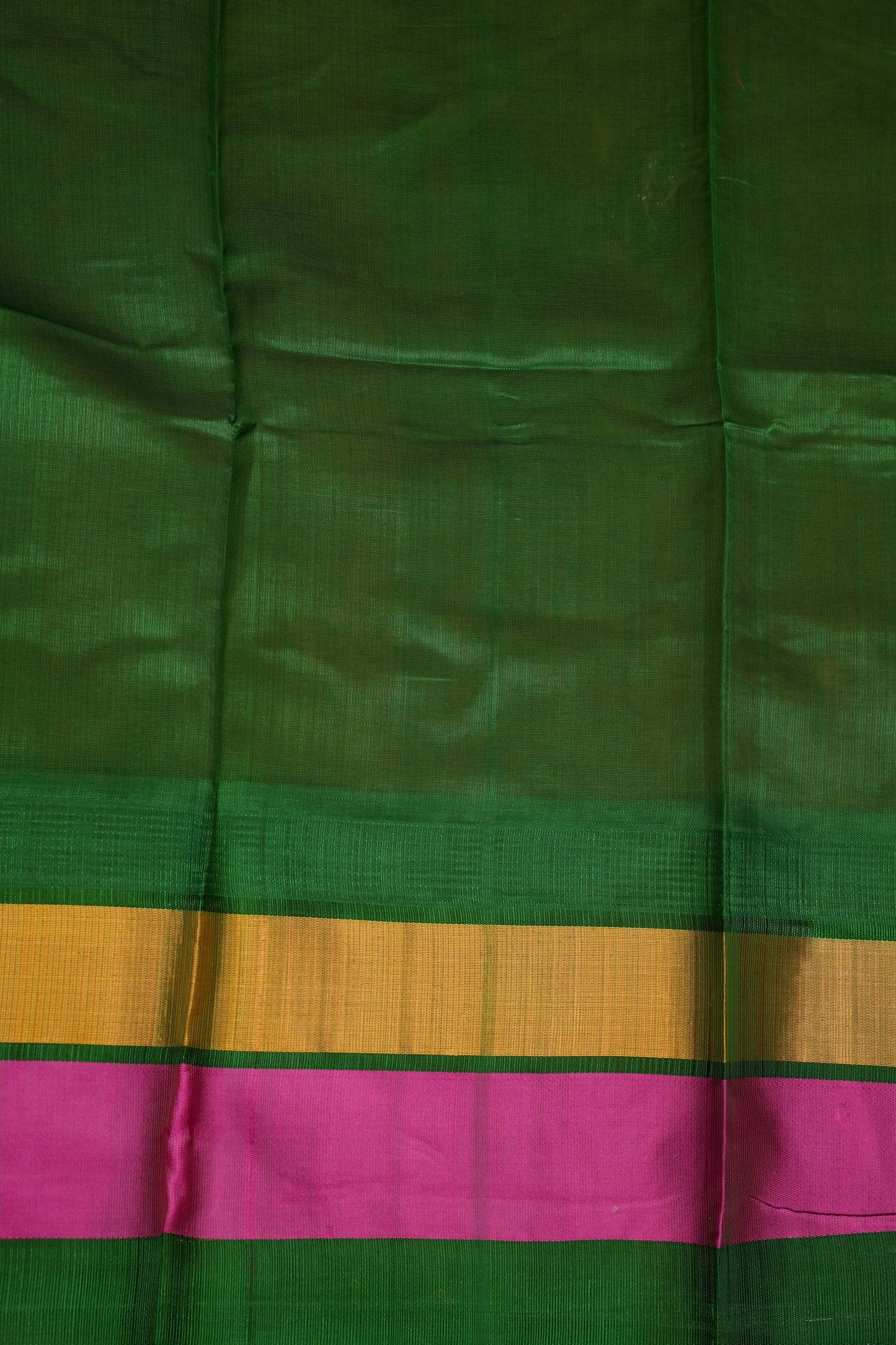 Pure Kuppadam Korvai Silk Cotton Pattu Saree-Orange & Green