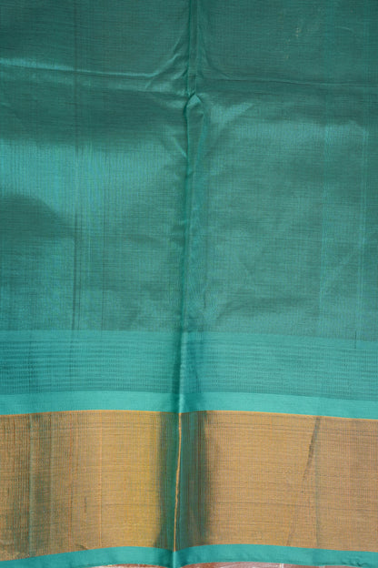 Pure Kuppadam Korvai Silk Cotton Pattu Saree-Ivory & Turquoise Green